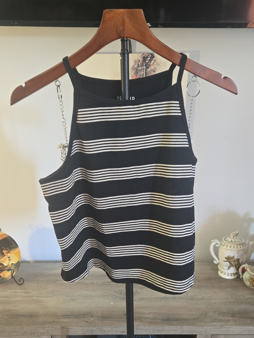 Torrid Black & White Striped Crop Top